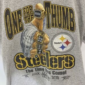 Reebok Vintage 2006 Pittsburgh Steelers T-Shirt Sz Large Grey One For The Thumb